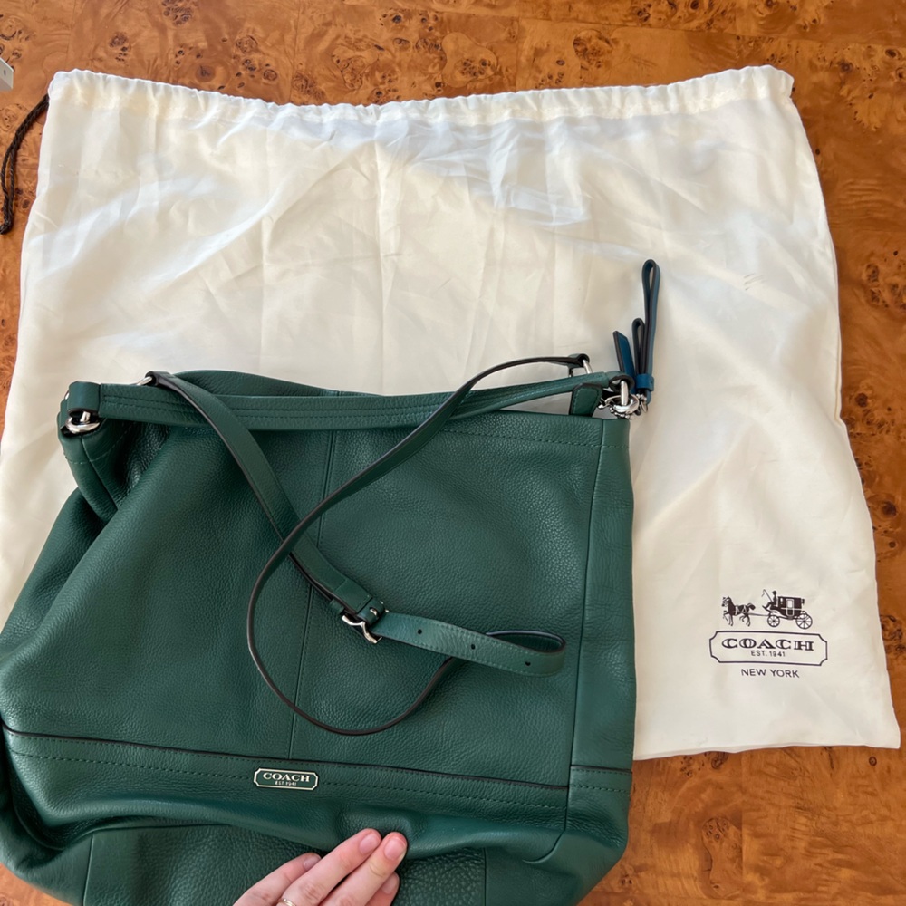 Green Coach tote purse